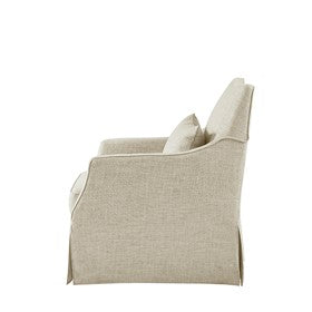London Upholstered Skirted Swivel Armchair with Lumbar Pillow