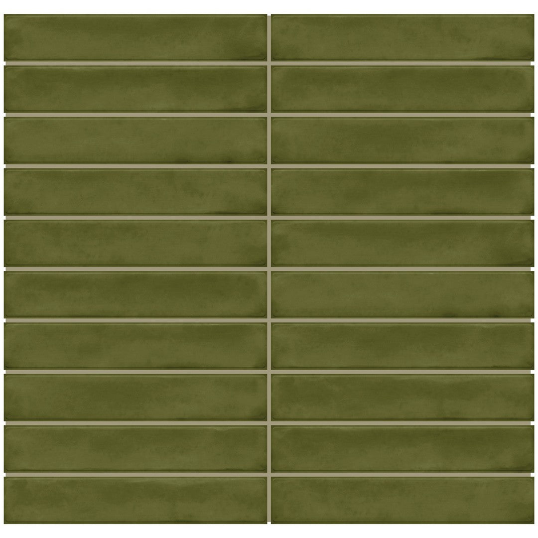 Daltile Artcrafted 10" x 12" Glossy Ceramic 1x6" Straight Joint Mosaic