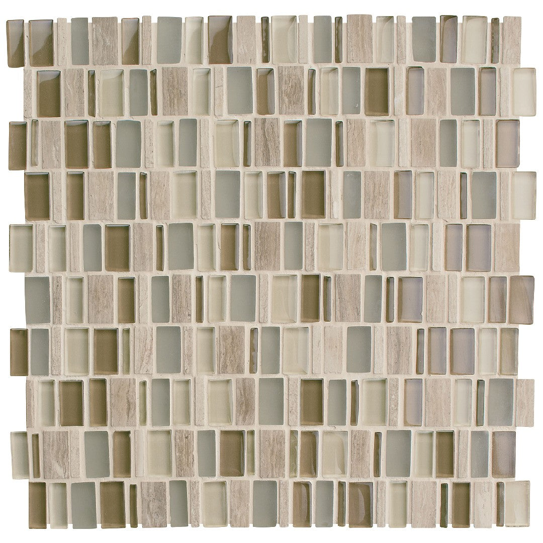 Daltile Clio Mosaics 12" x 12" Glossy Natural Stone 1" Random Decorative Mosaic
