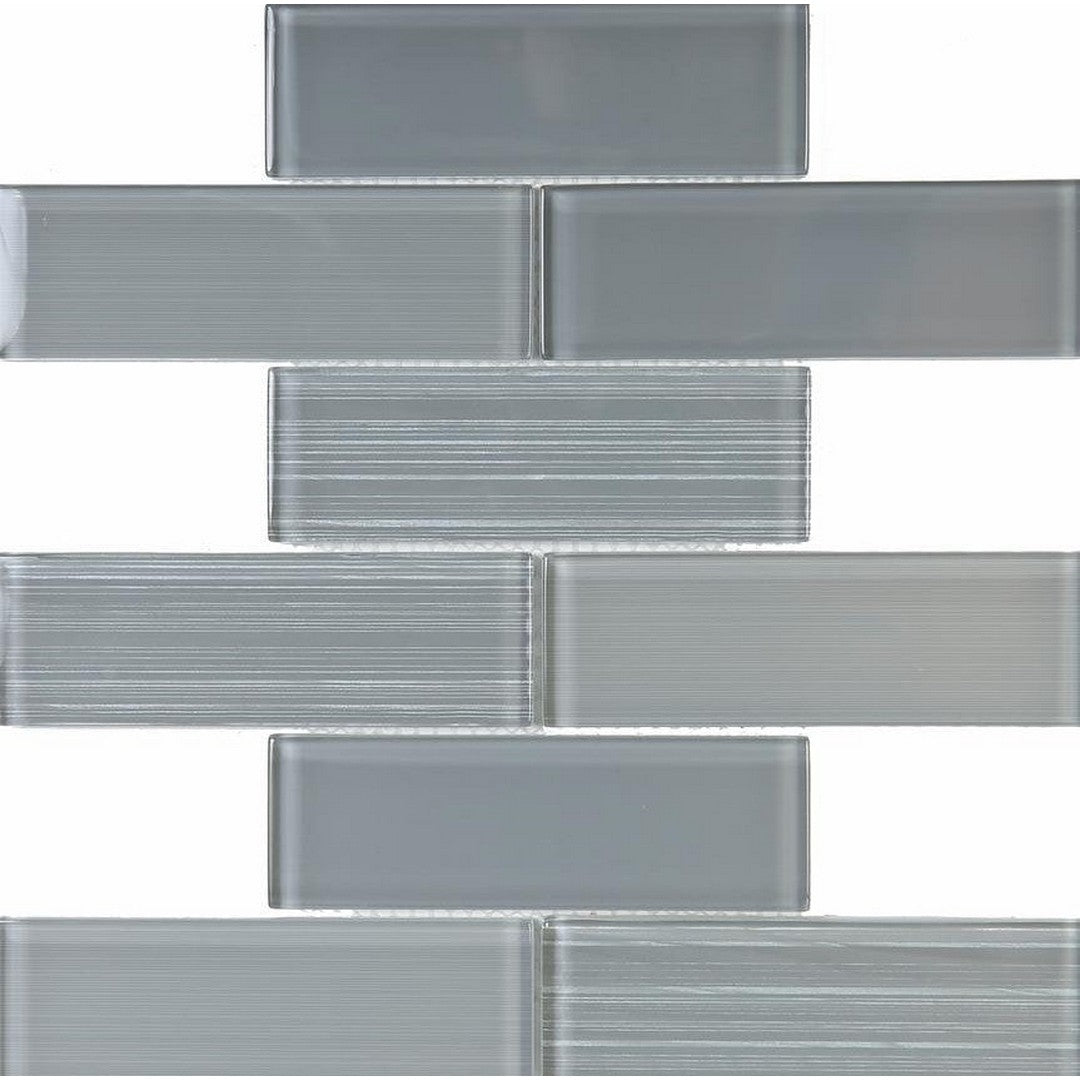 Ottimo Ice stream 12" x 12" Glossy 2" x 6" Glass Mosaic