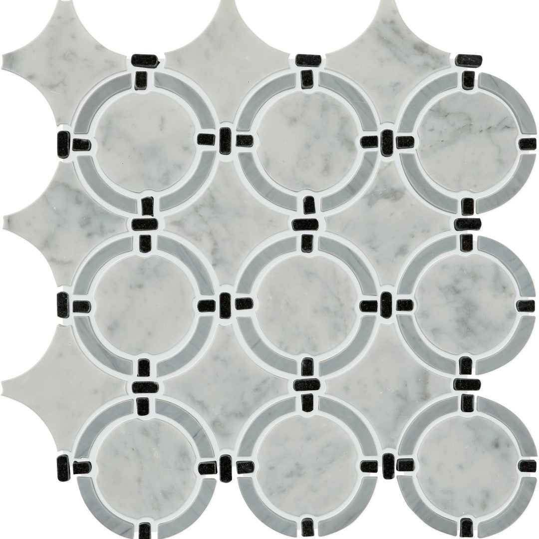 Daltile Raine 12" x 14" Honed Marble Linked Ring Mosaic