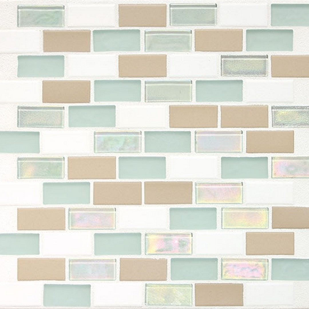 Daltile Coastal Keystones 12" x 13" Mixed Glass 1x2" Brick Joint Mixed Mosaic