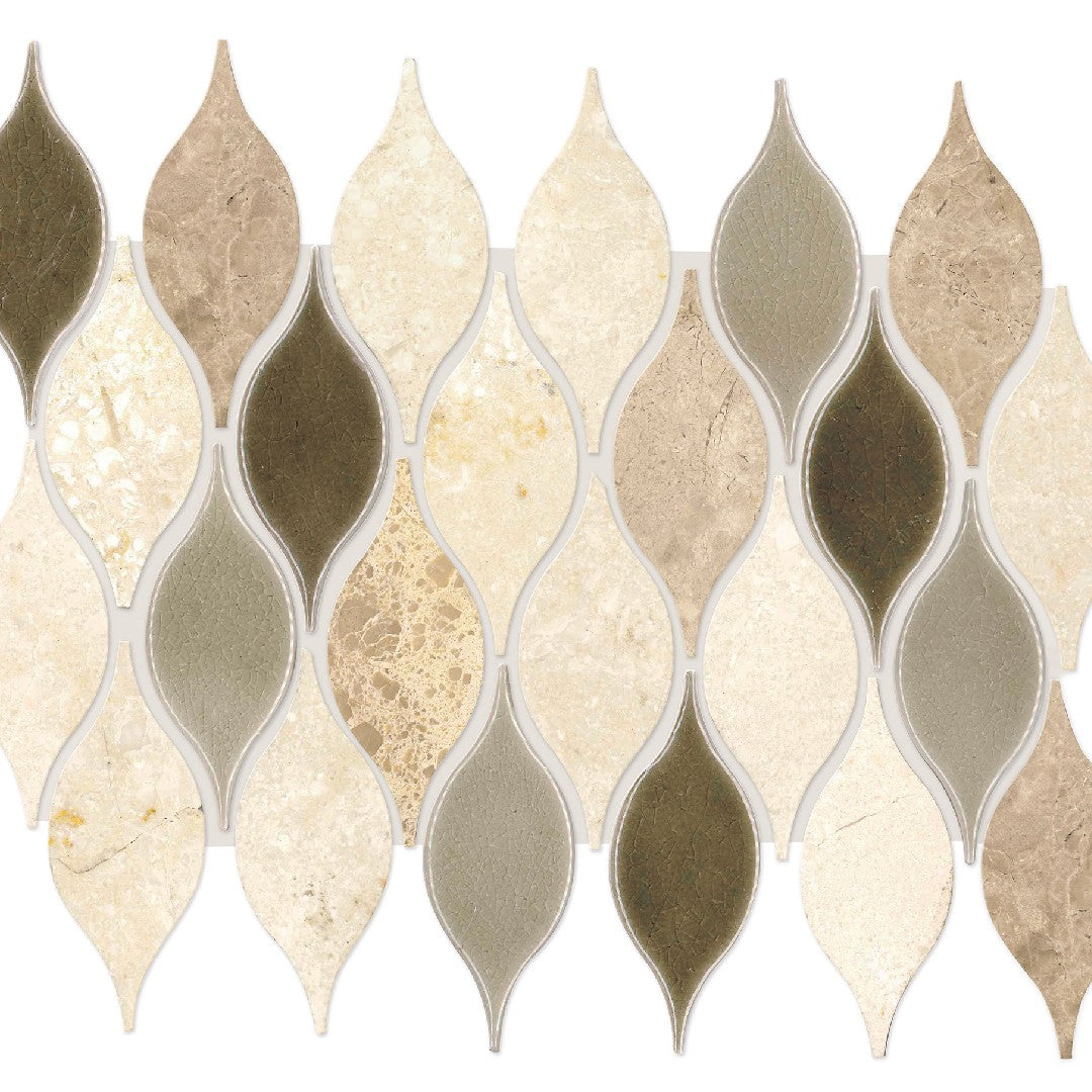 Daltile Decorative Accents 11" x 13" Polished Natural Stone 2x3" Leaf Mosaic