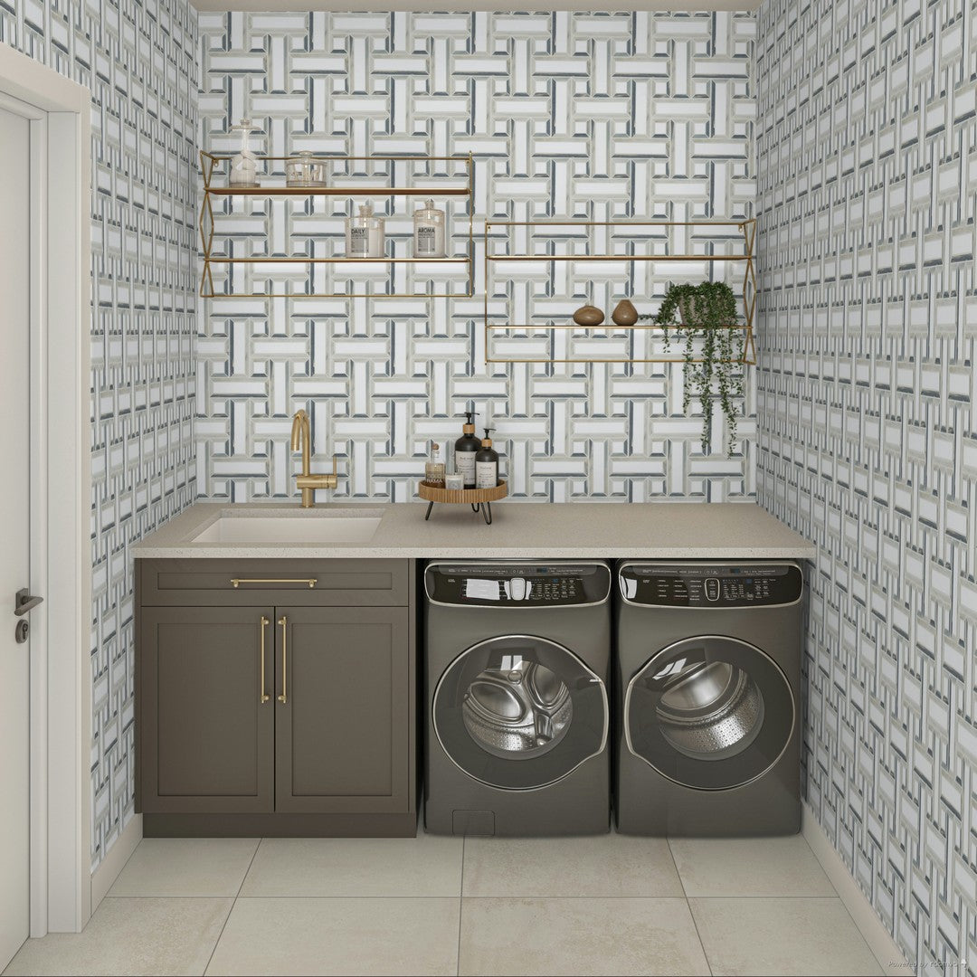 Daltile Gamma 12" x 12" Polished Natural Stone 2.5x7.5" Basketweave Mosaic