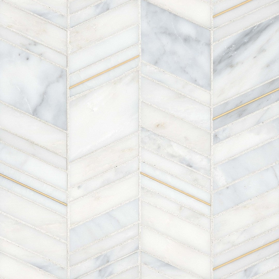 Bedrosians Ferrara 10.75" x 12" Honed Chevron Marble Mosaic Tile