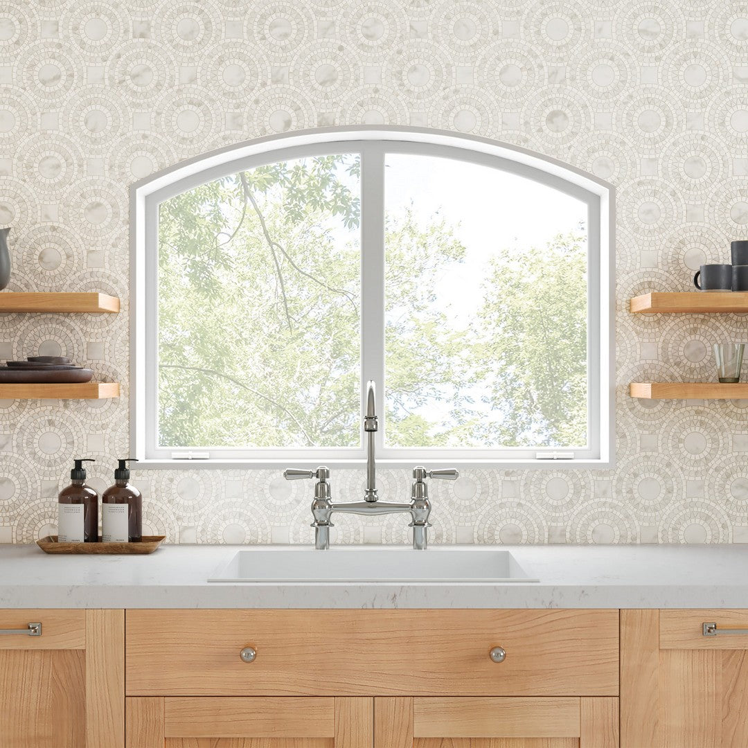 Bedrosians Solis 14.25" x 14.25" Solis Honed Marble Blend Mosaic Tile