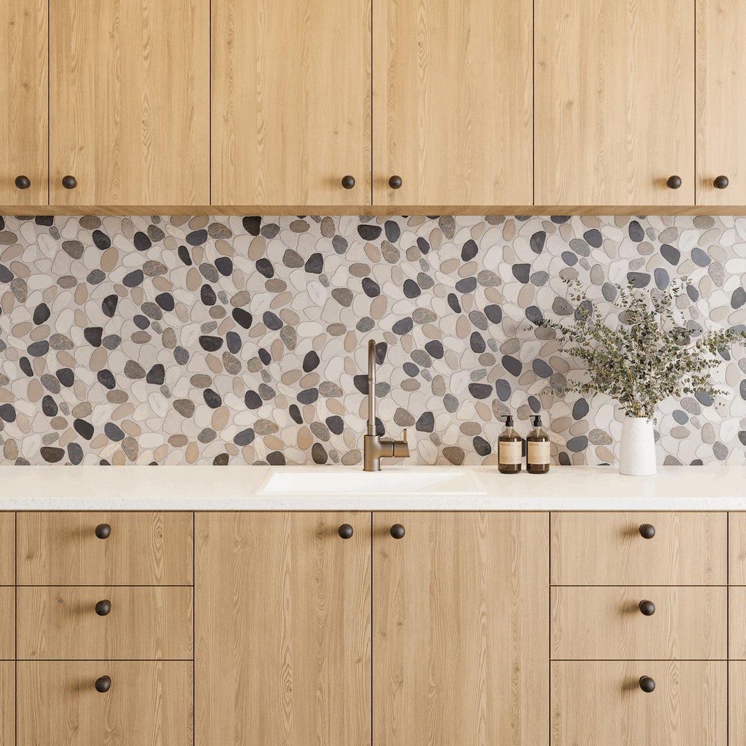 Bedrosians Waterbrook 12" x 12" Jumbo Sliced Pebble Mosaic