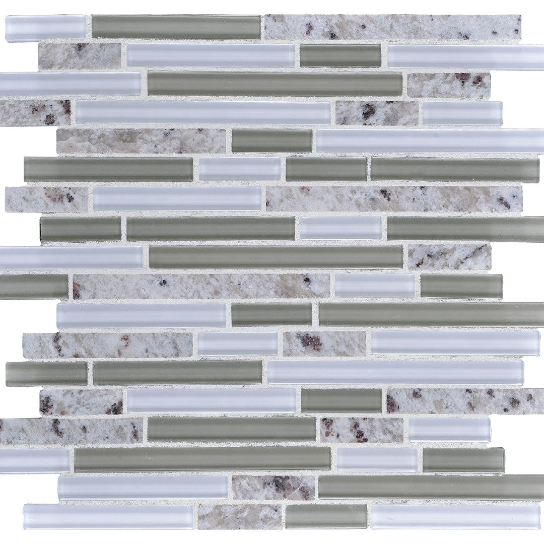 Daltile Granite Radiance 12" x 12" Stone & Glass 5/8" Deco Random Linear Mosaic
