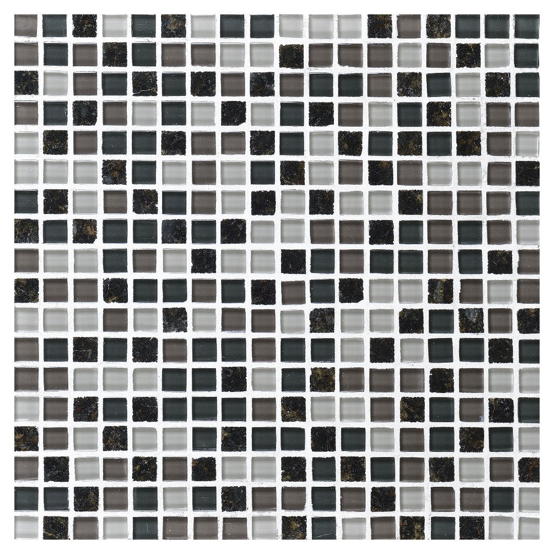 Daltile Granite Radiance 12" x 12" Stone & Glass 5/8" Deco Straight Joint Mosaic