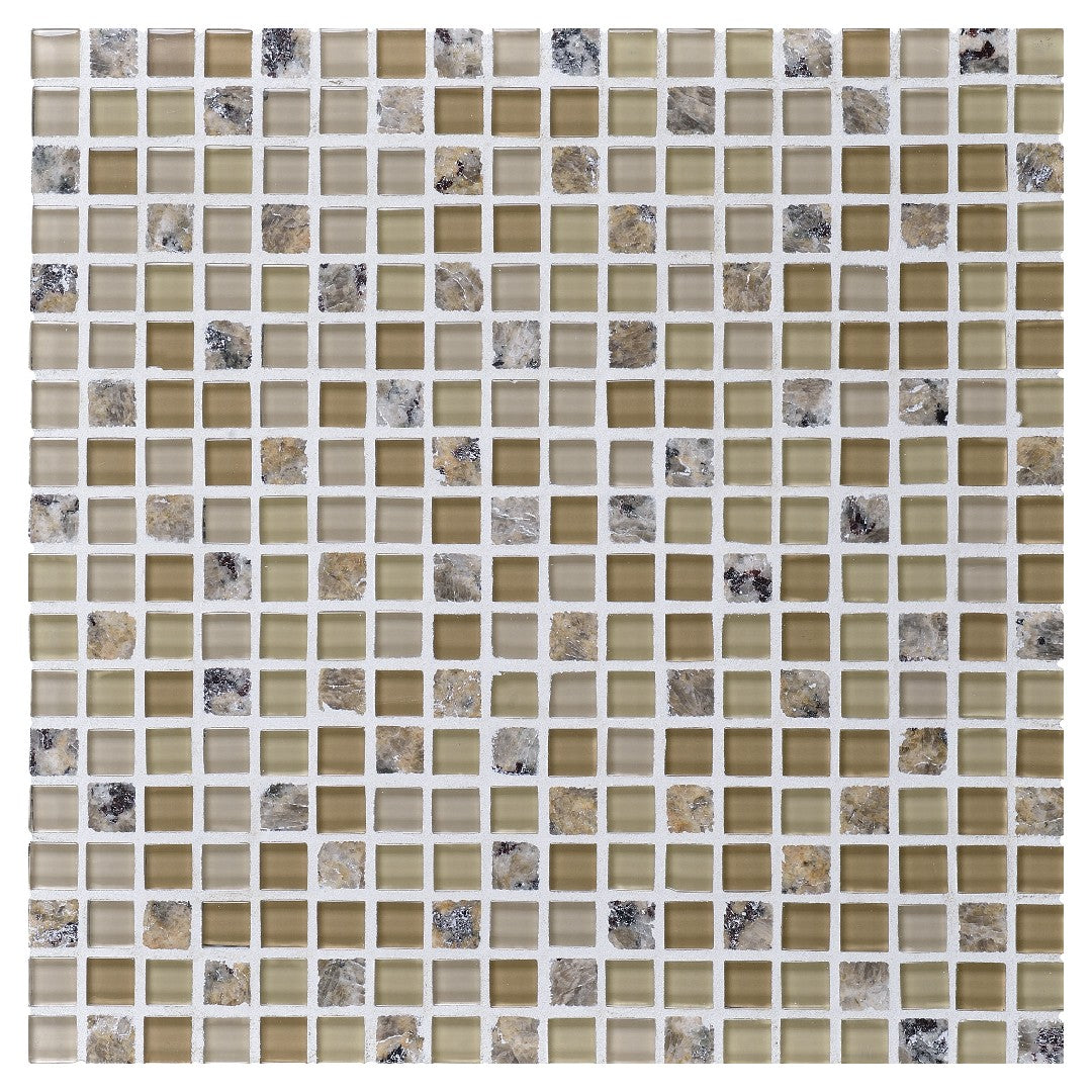 Daltile Granite Radiance 12" x 12" Stone & Glass 5/8" Deco Straight Joint Mosaic