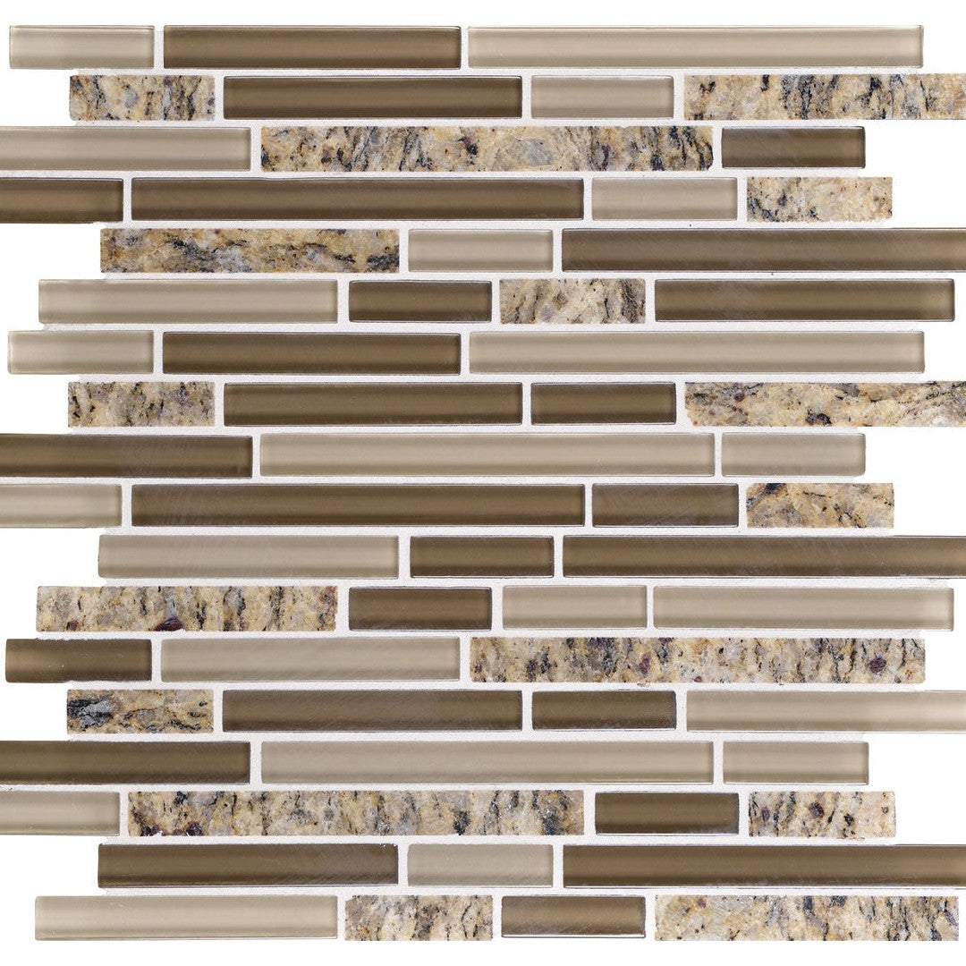 Daltile Granite Radiance 12" x 12" Stone & Glass 5/8" Deco Random Linear Mosaic