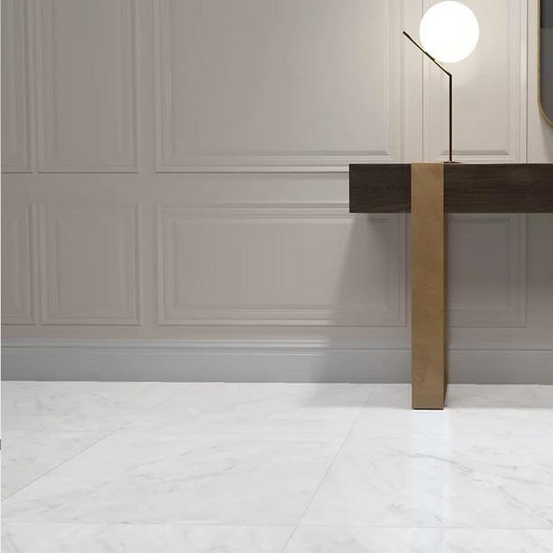 Ottimo White Carrara 2.0 Polished 24" x 24" Porcelain Tile