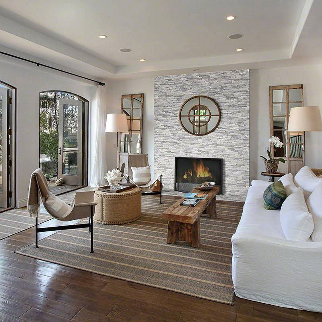 MS International RockMount Alaska Gray 6" x 24" Split Face Stacked Stone Panel Marble Ledgestone