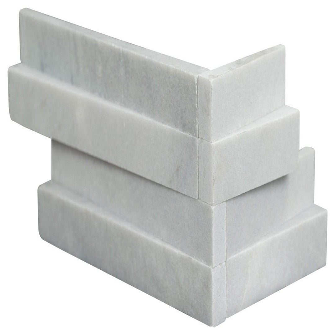 MS International RockMount Cosmic Gray Wave 6" x 18" Honed Stacked Stone Panel 3D Marble Ledgestone Corner