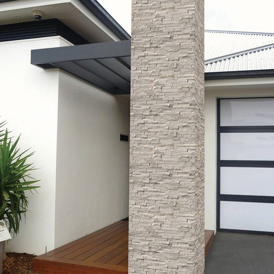 MS International RockMount White Oak Splitface 6" x 18" Split Face Stacked Stone Panel Marble Ledgestone Corner