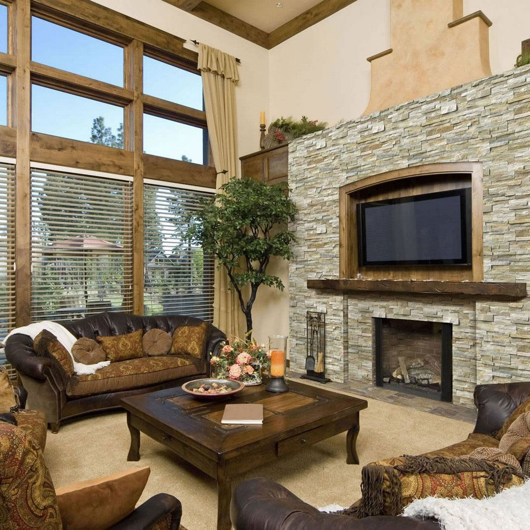 MS International RockMount Golden Honey 6" x 24" Split Face Stacked Stone Panel Quartzite Ledgestone