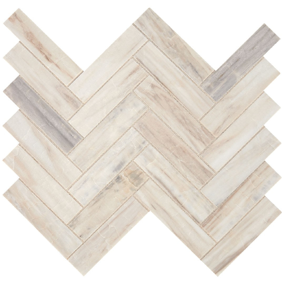 Daltile Fonte 7" x 11" Honed Natural Stone 1x4" Herringbone Mosaic