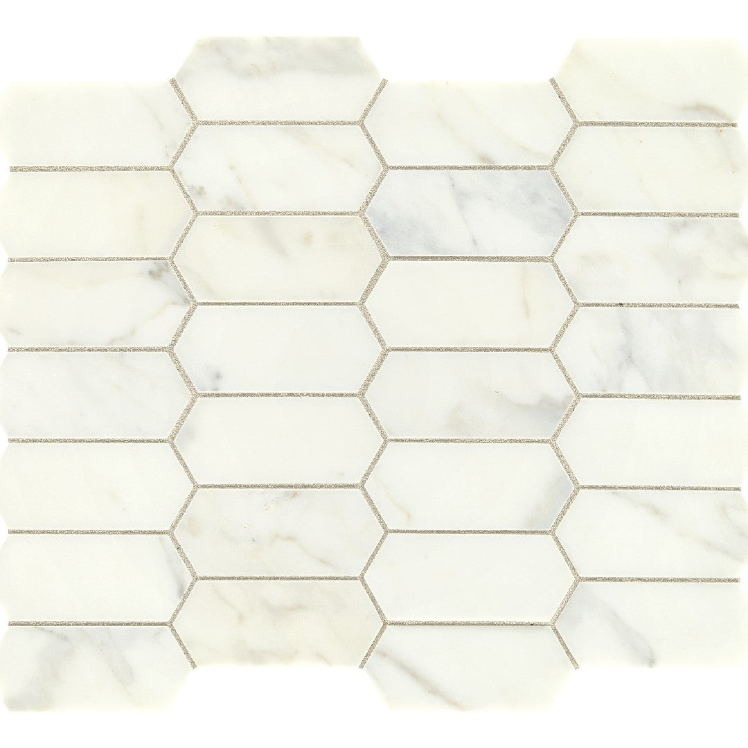 Daltile Natural Stone Marble 12" x 14" Honed 2x4" Elongated Hexagon Mosaic