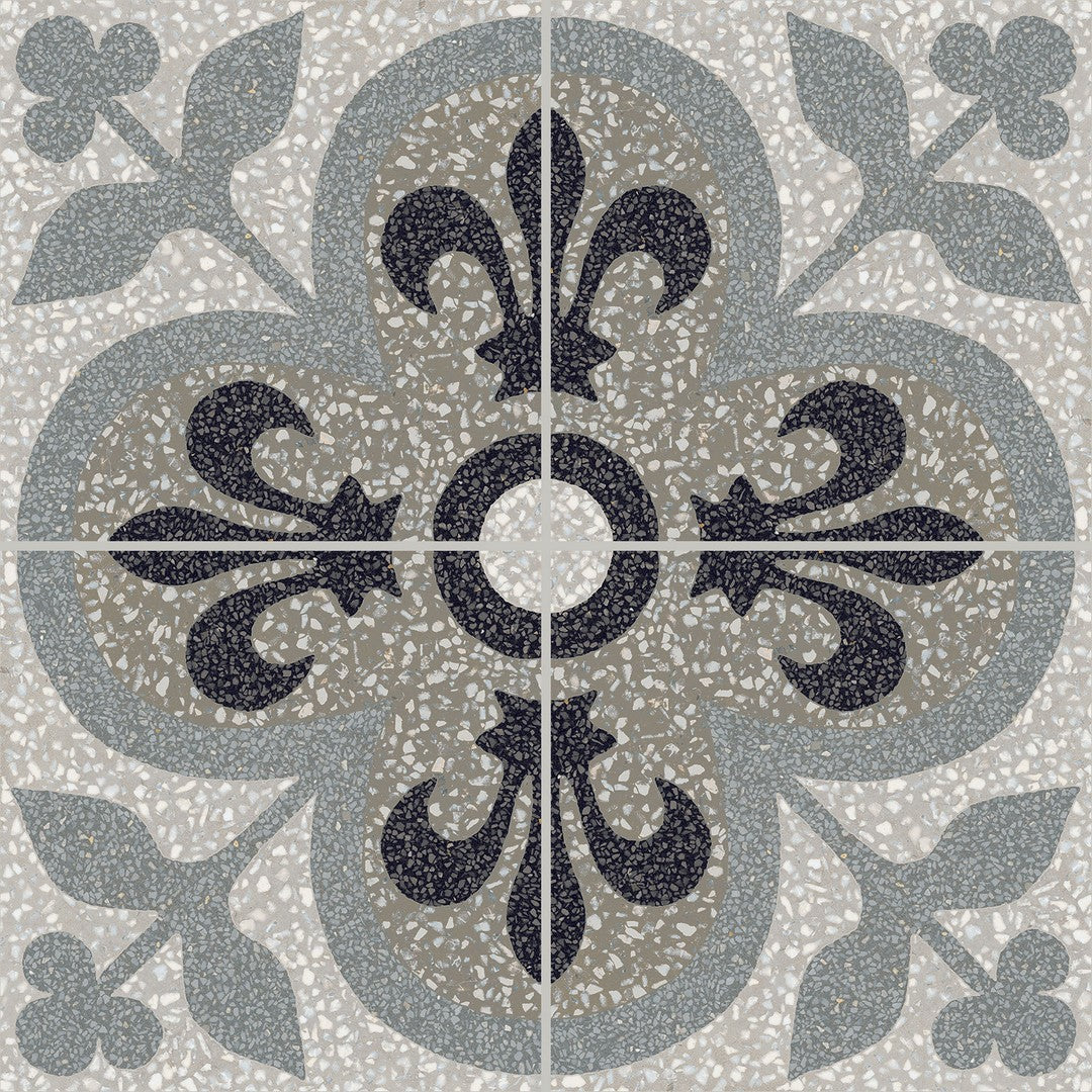 Marazzi D_Segni Terrazzo 8" x 8" Fleur-De-Lis Deco Matte Porcelain Tile