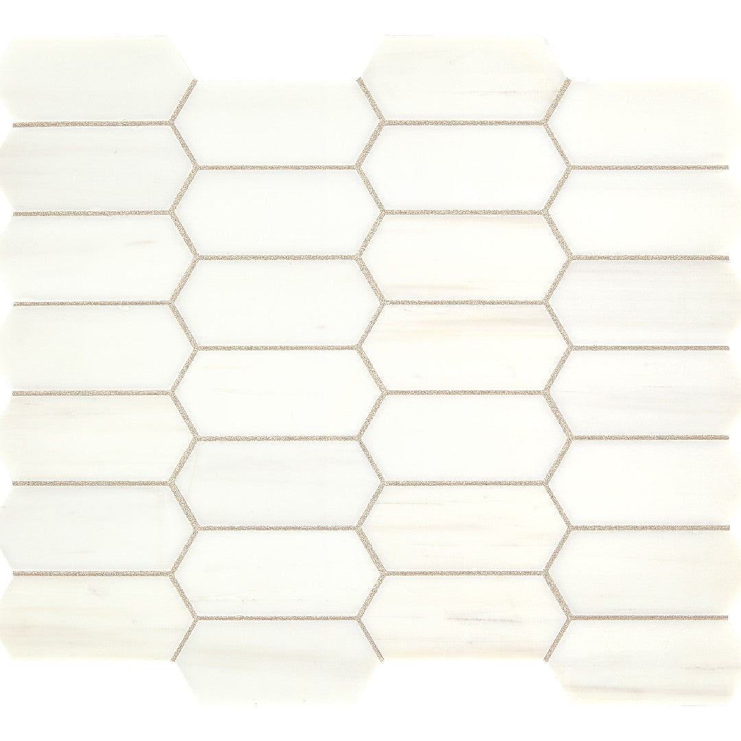 Daltile Natural Stone Marble 12" x 14" Honed 2x4" Elongated Hex Mosaic