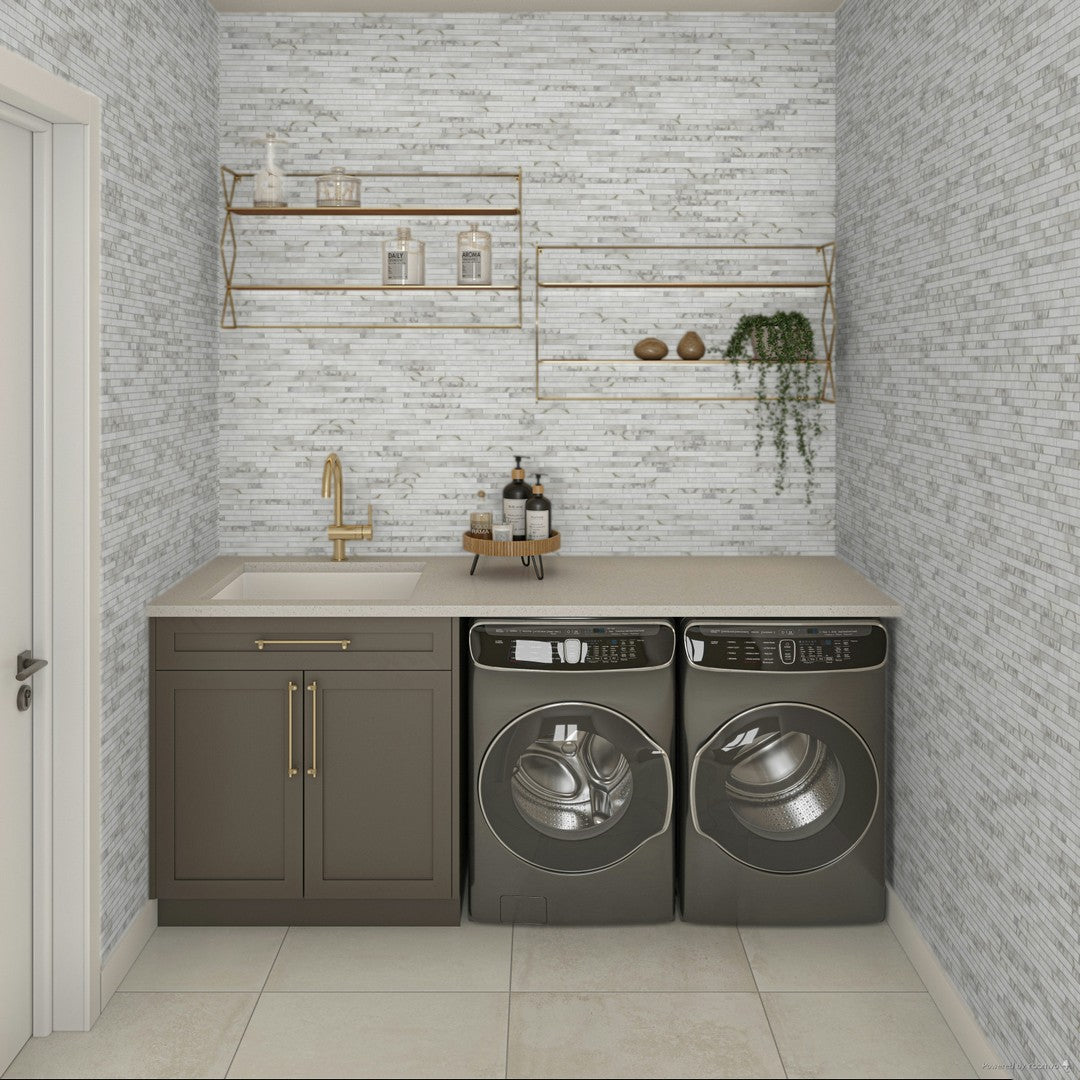 Daltile Natural Stone Marble 12" x 12" Mix 1" Random Linear Mosaic