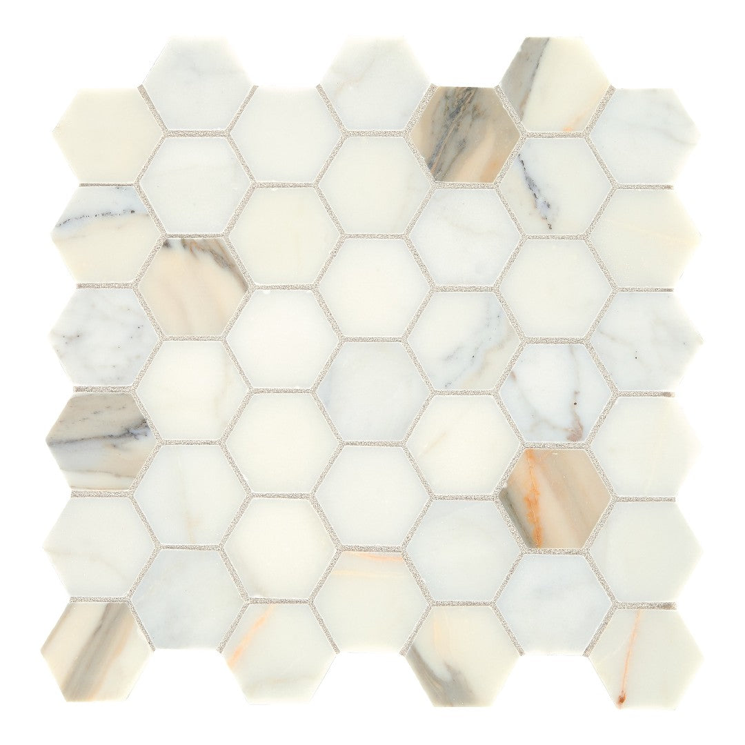 Daltile Natural Stone Marble 12" x 12" Honed 2" Hexagon Mosaic