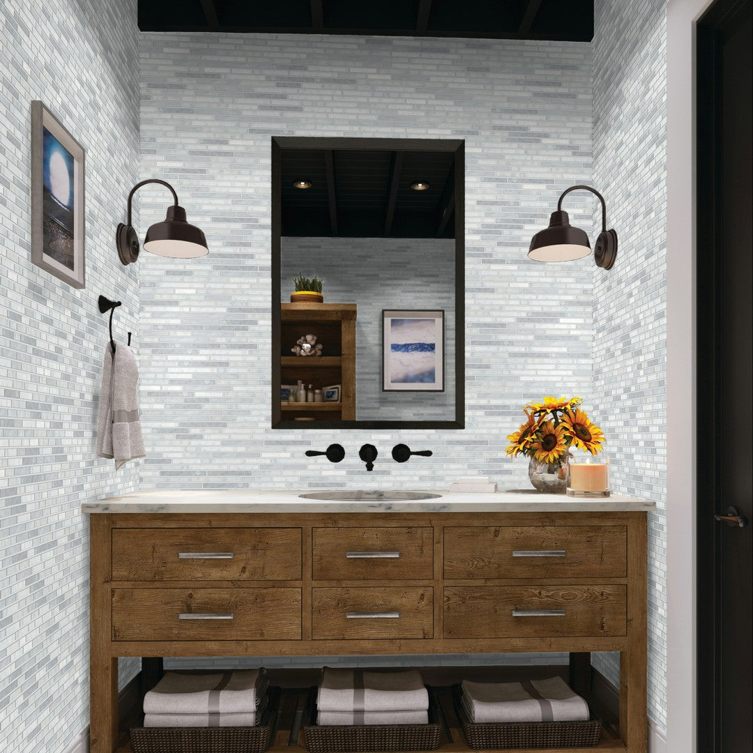 Daltile Natural Stone Marble 12" x 12" Mix 1" Random Linear Mosaic