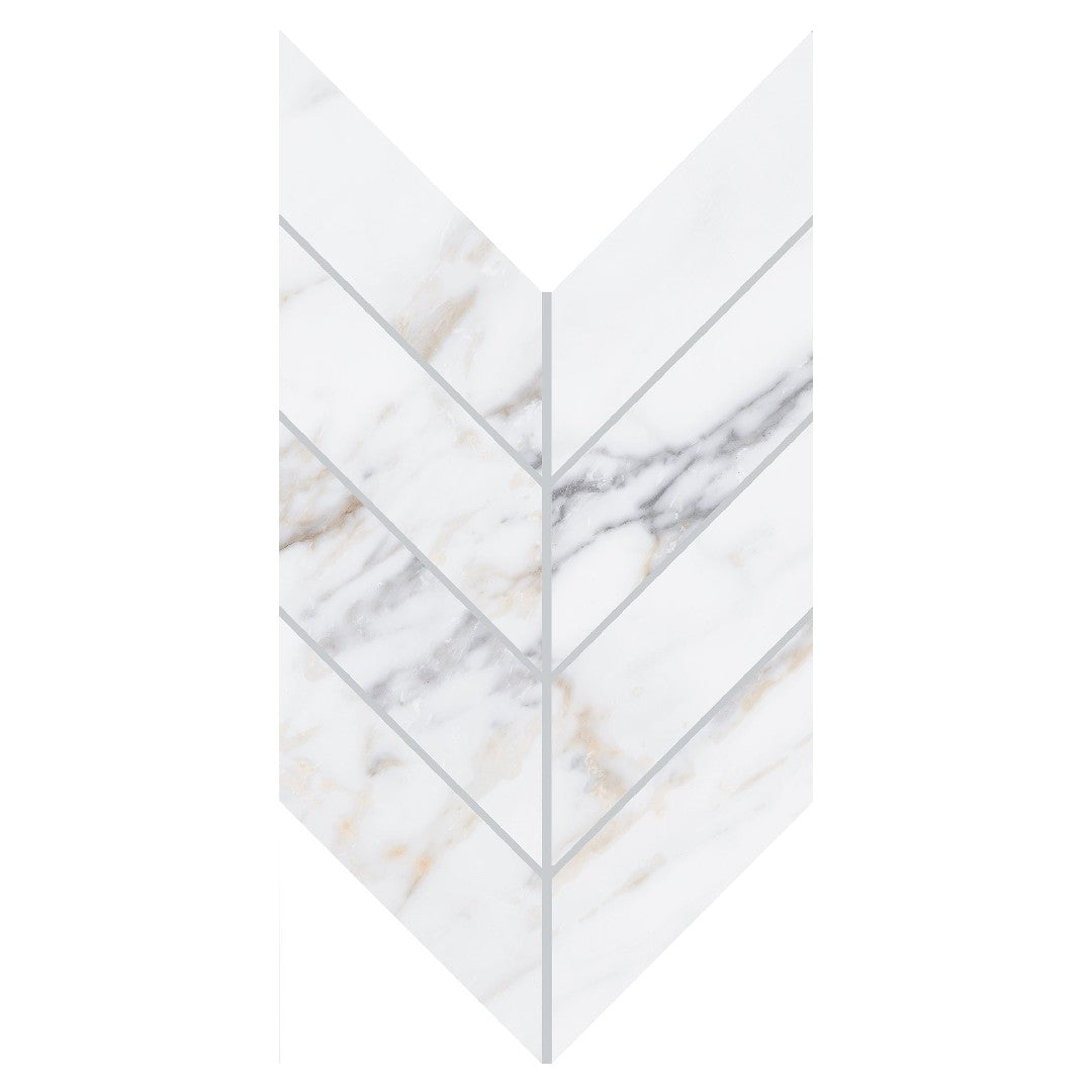 Daltile Marble Attache Lavish 7" x 14" Polished Porcelain 2x5" Chevron Mosaic