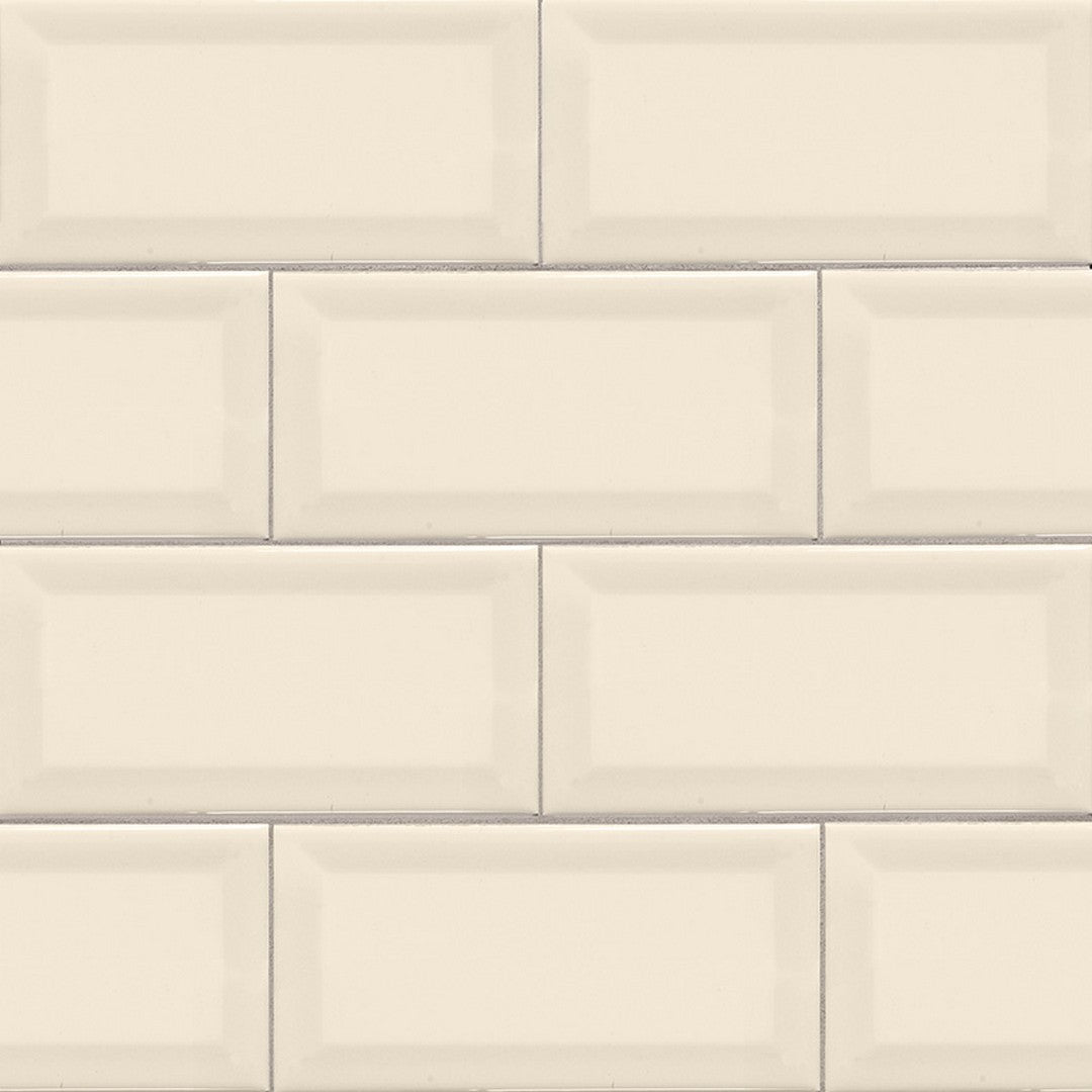 MS International Almond 3" x 6" Glossy Ceramic Beveled Subway Tile