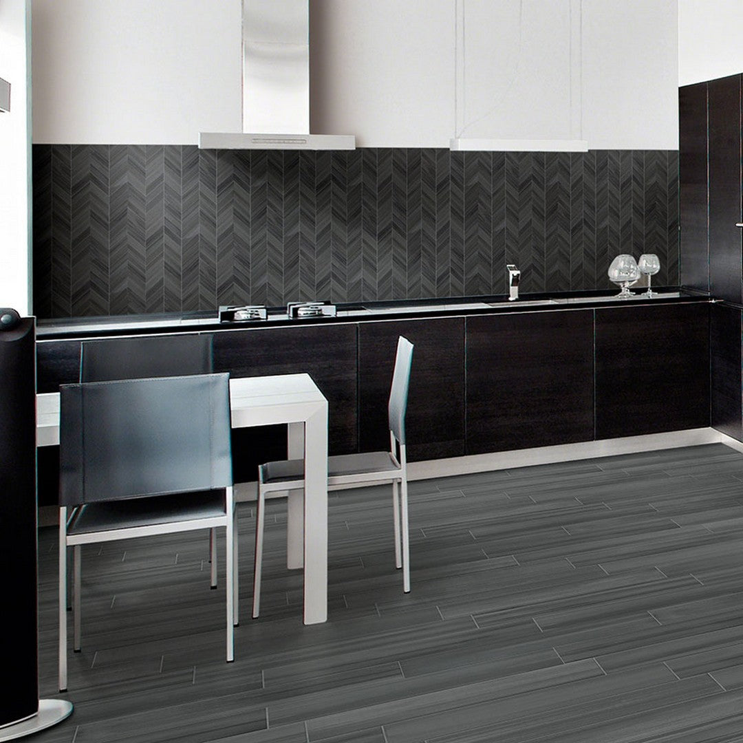 MS International Watercolor 12" x 15" Matte Glaze Porcelain Chevron Mosaic