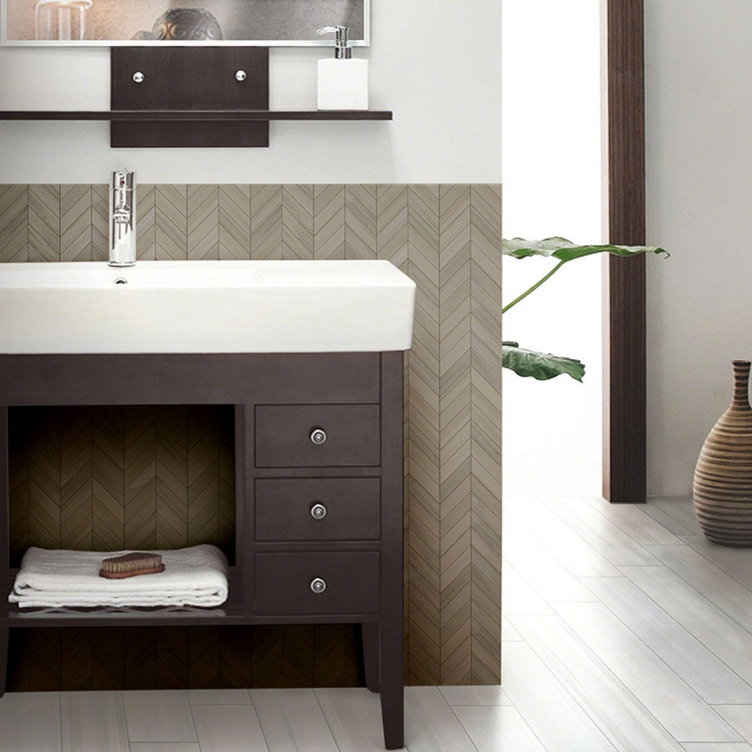 MS International Watercolor 12" x 15" Matte Glaze Porcelain Chevron Mosaic