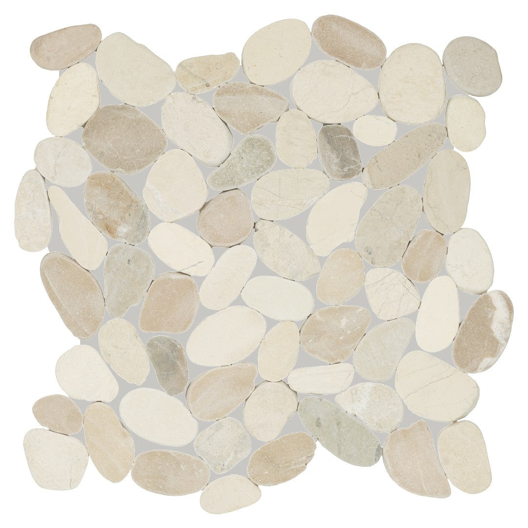 Daltile Pebble Oasis 13" x 13" Tumbled Natural Stone Flat Pebble Mosaic