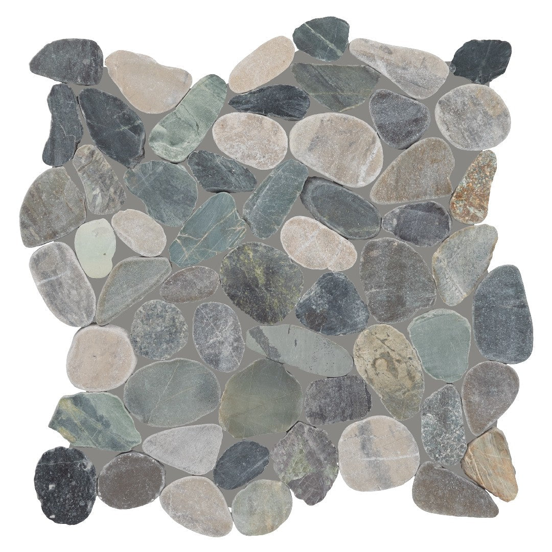 Daltile Pebble Oasis 13" x 13" Tumbled Natural Stone Flat Pebble Mosaic
