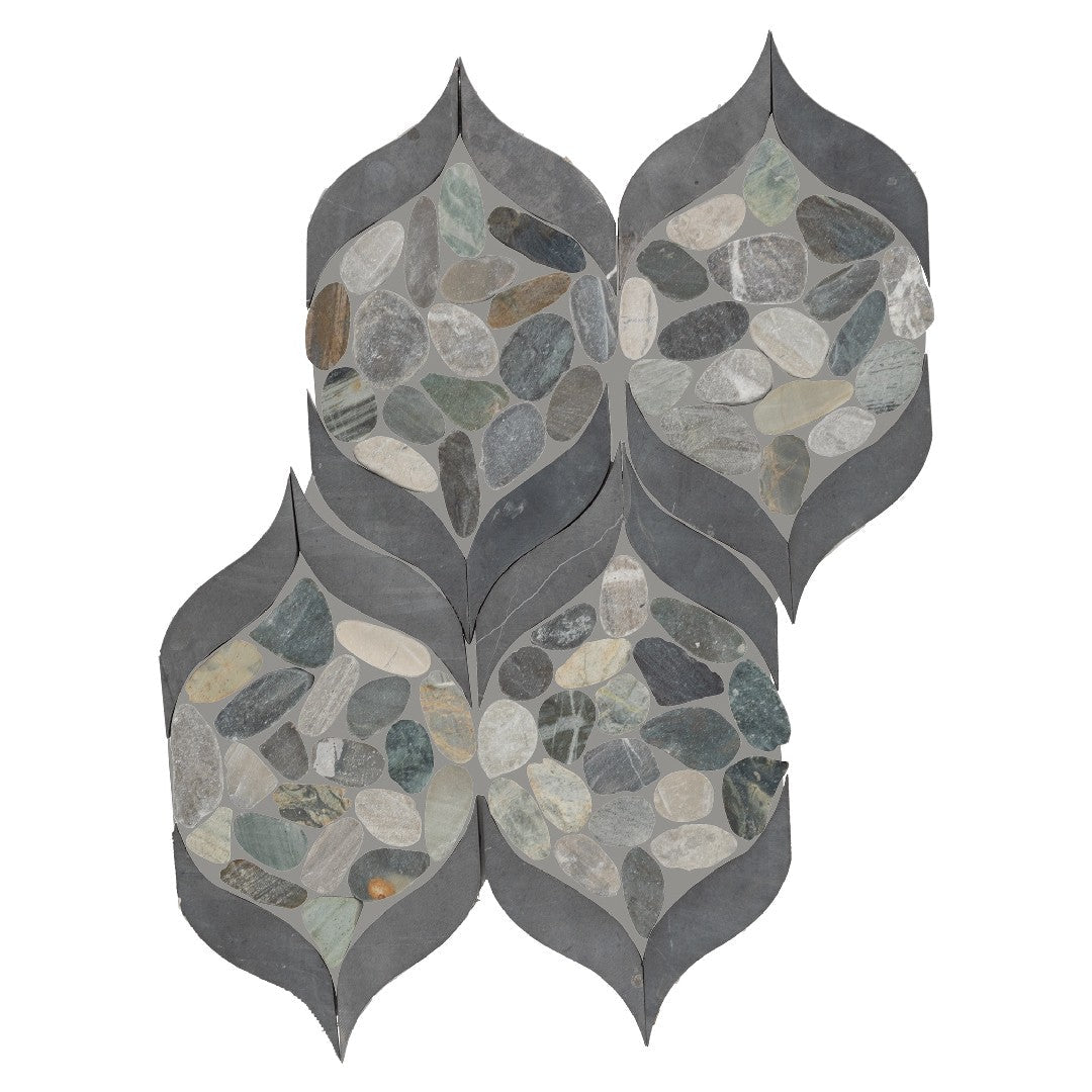 Daltile Pebble Oasis 12" x 15" Tumbled Natural Stone Petal Pebble Mosaic