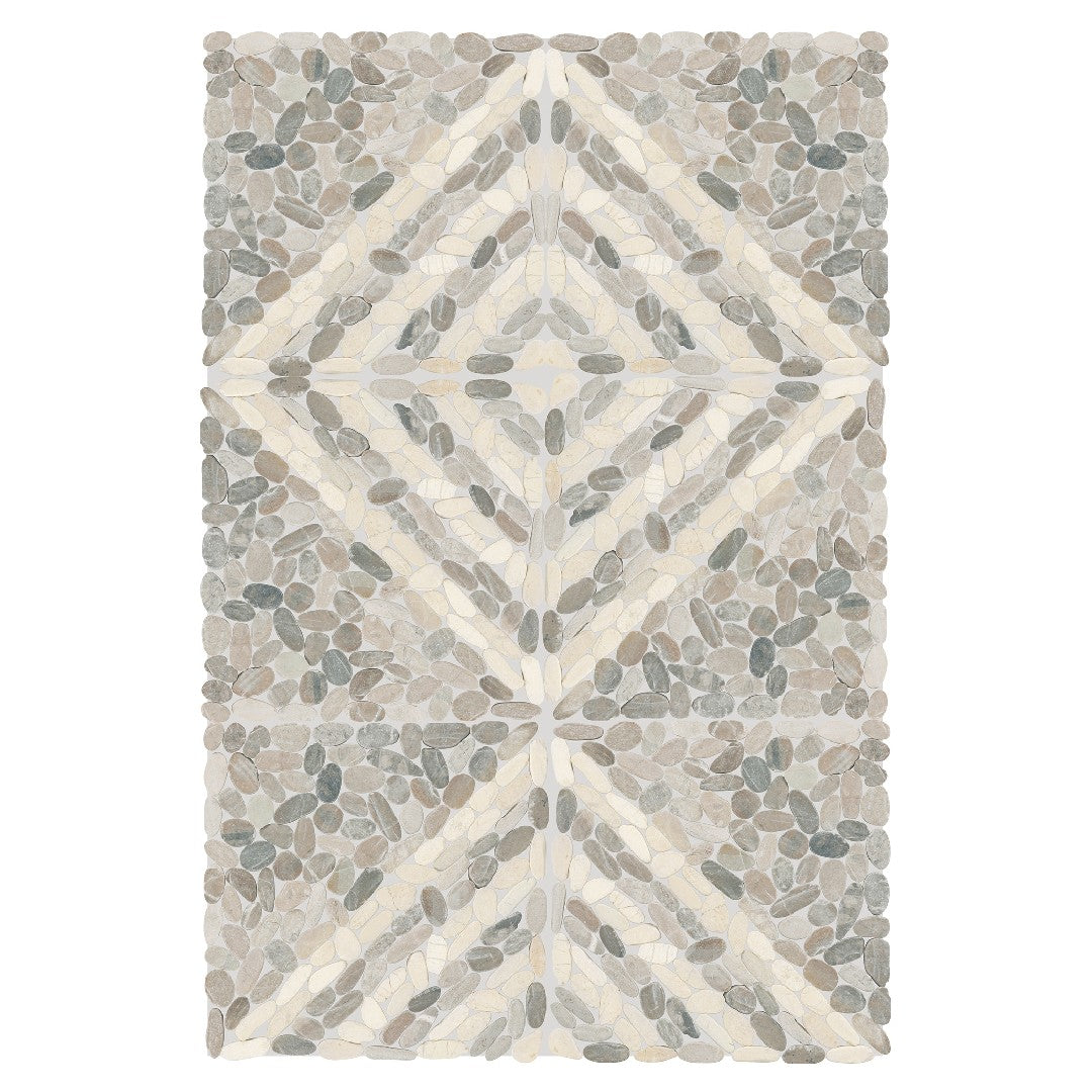 Daltile Pebble Oasis 12" x 12" Tumbled Natural Stone Striped Pebble Mosaic