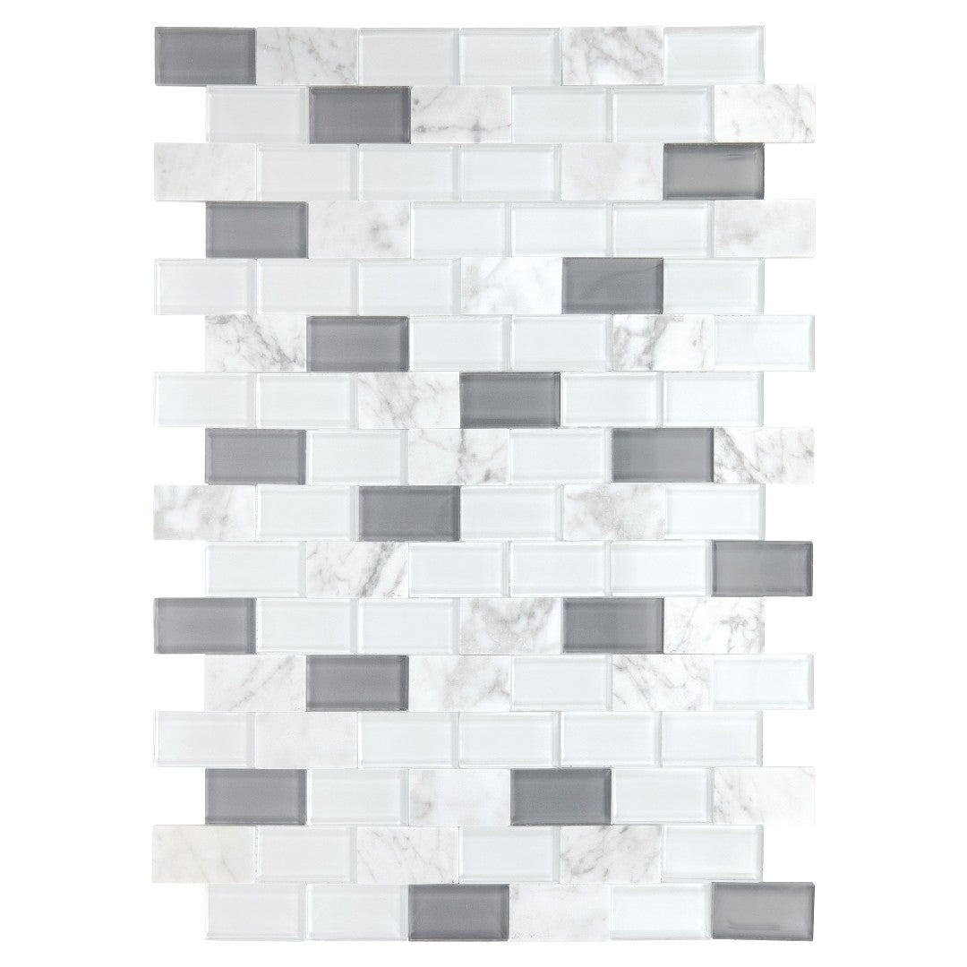 Daltile Perfix Mosaix 13.25" x 18" Polished Natural Stone 1x2" Brick Joint Mosaic
