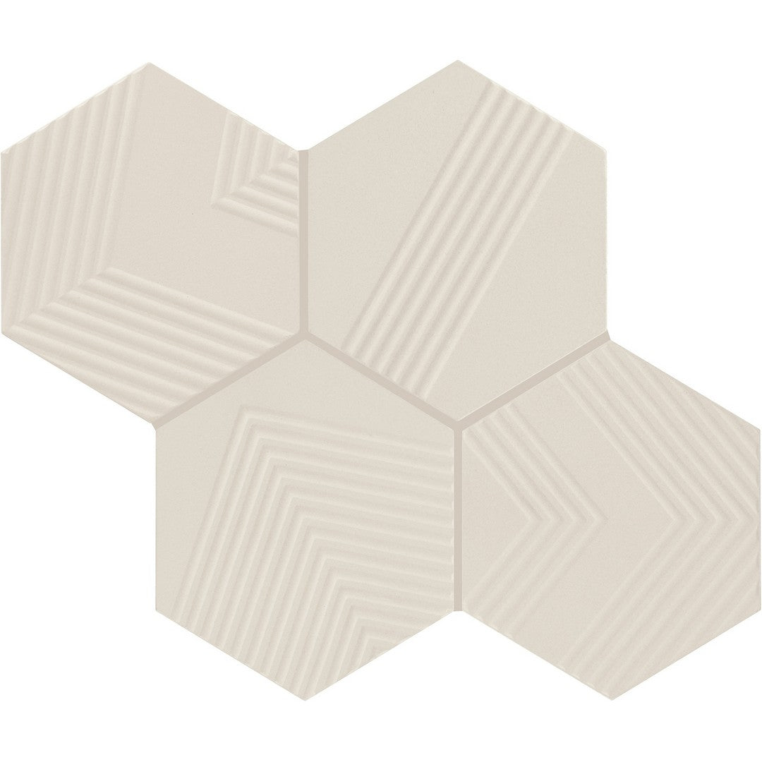 Marazzi Rhyme and Reason 4" x 5" Matte Ceramic Ripple Hexagon Tile