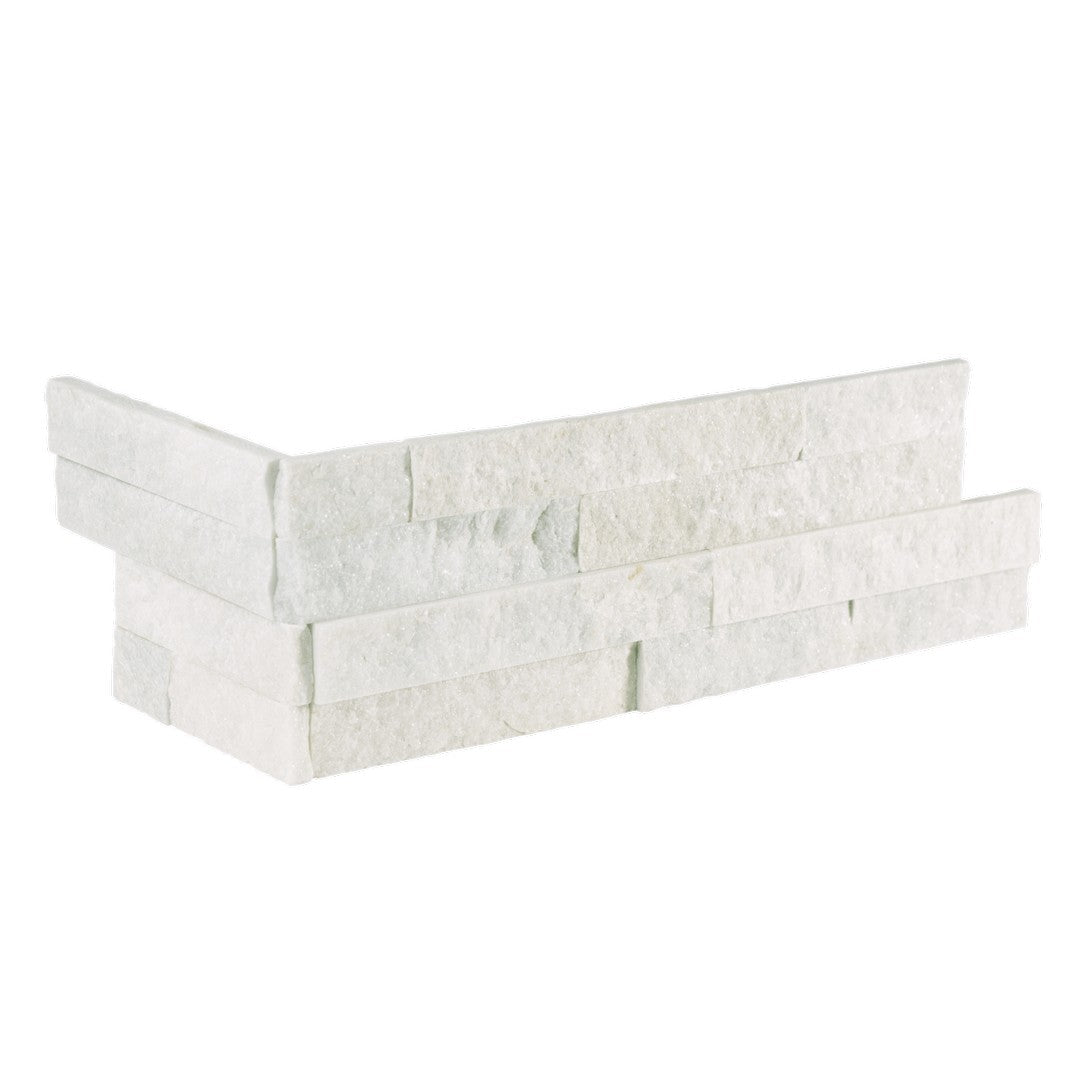 Bedrosians Slate Glacier White 6" x 24" Split Face Ledger Corner