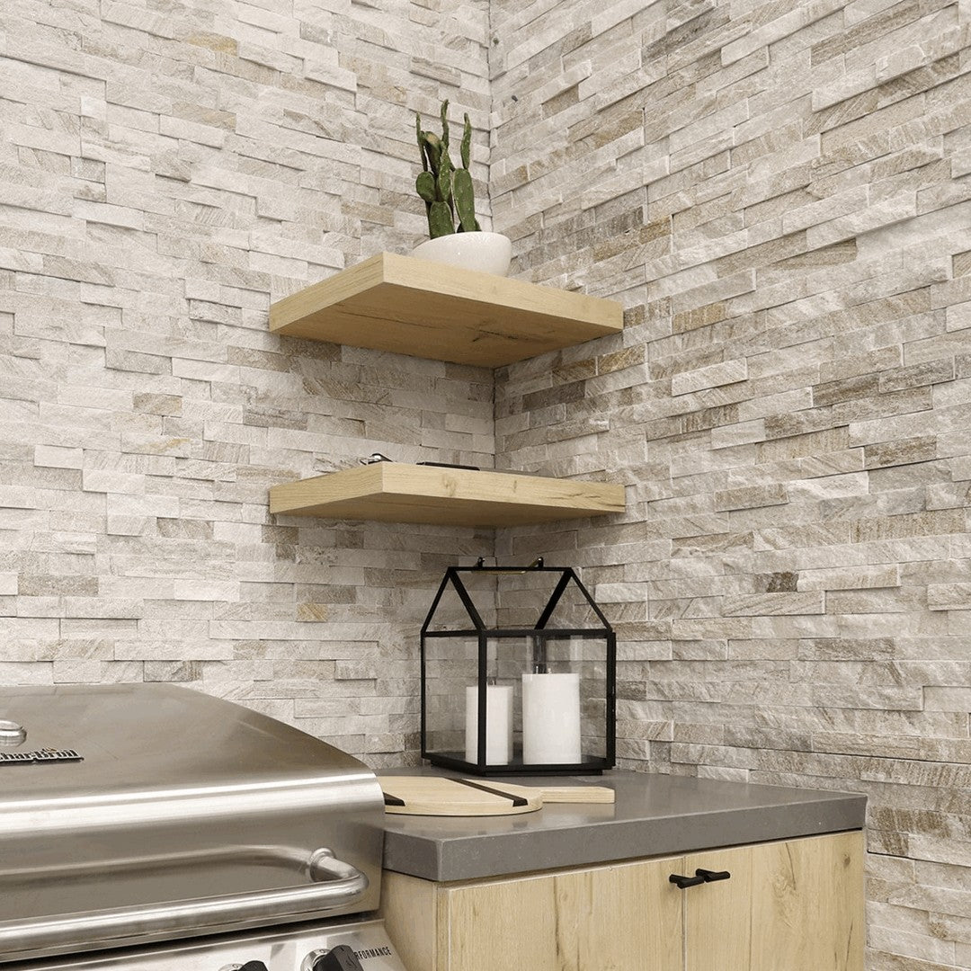 Bedrosians Slate Millennium Cream 6" x 24" Natural Cleft Ledger Corner