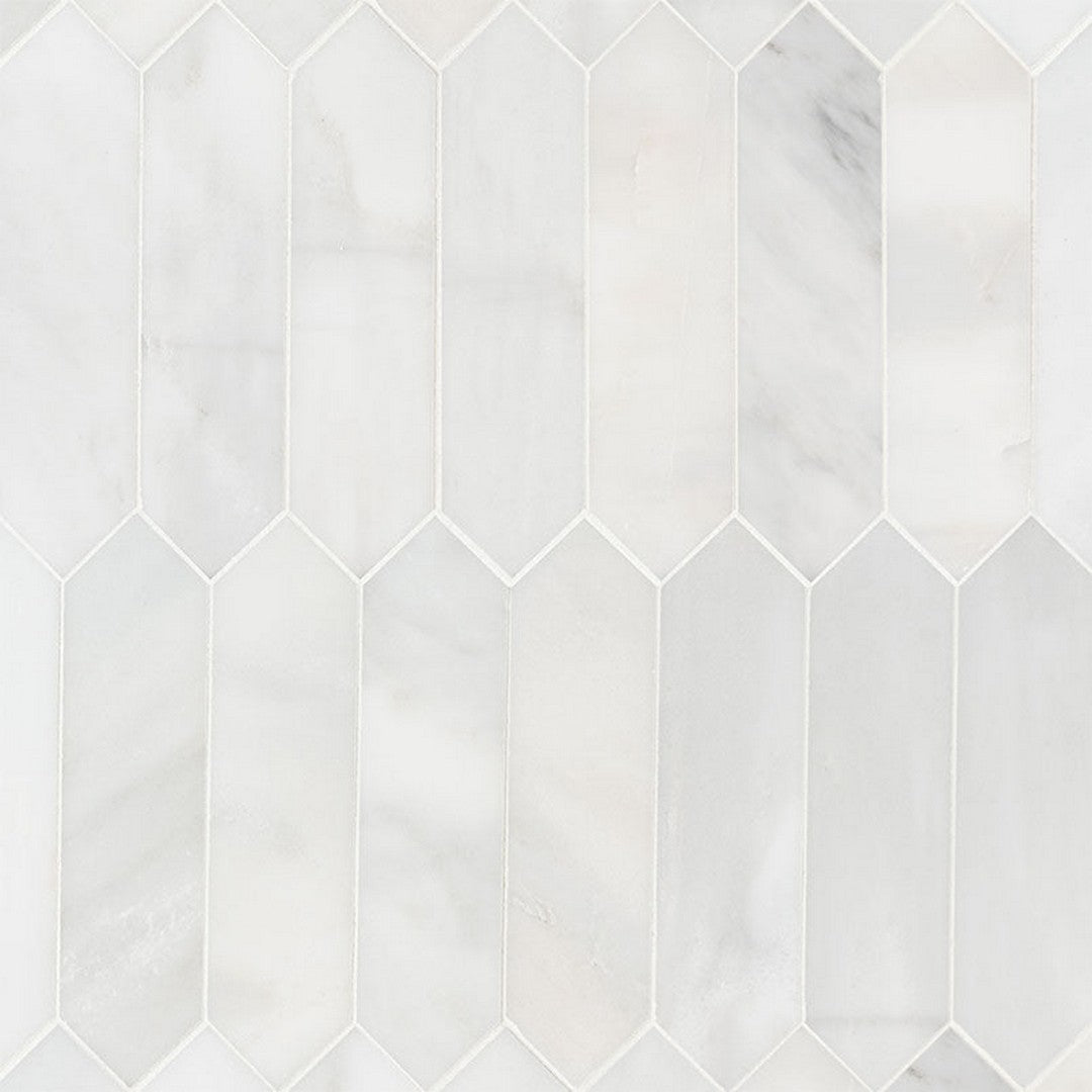 MS International Arabescato Carrara 10.63" x 12" Honed Marble Picket Fence 3x12 Mosaic