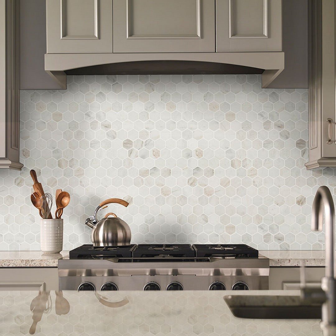 MS International Arabescato Venato 12" x 12" Honed Marble Hexagon 2" Mosaic
