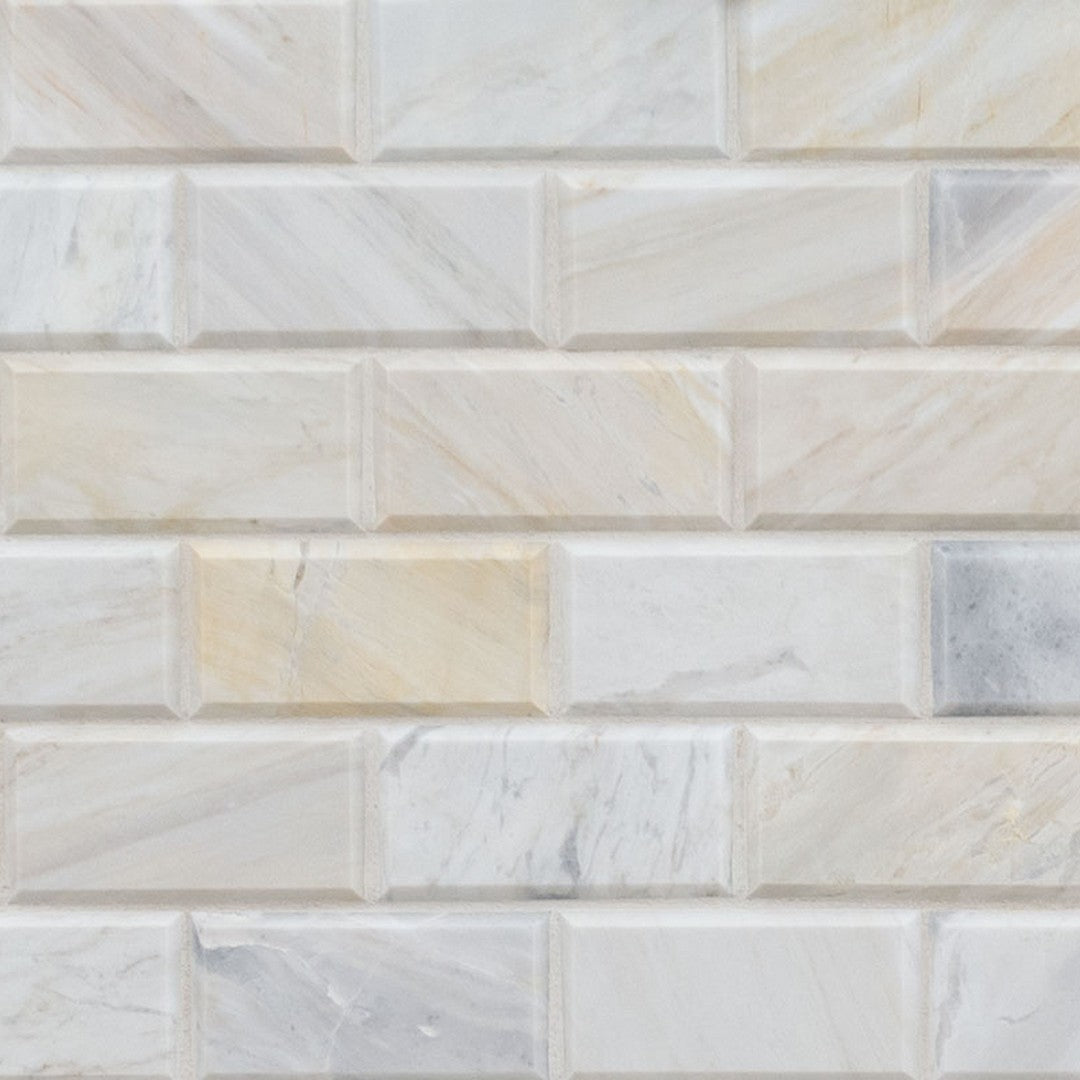 MS International Athena Gold 11.81" x 11.81" Honed Marble Beveled 2x4 Mosaic