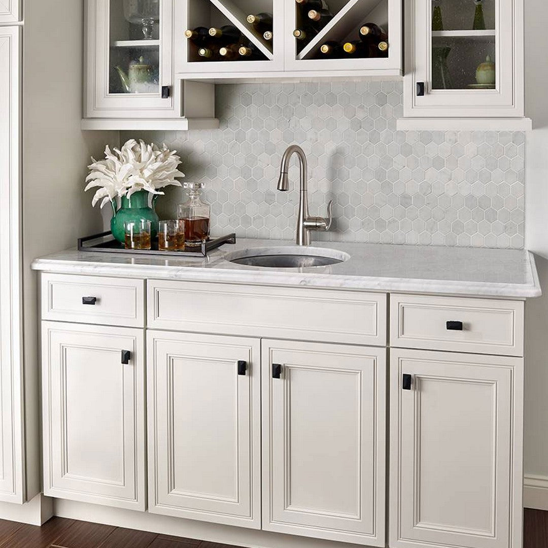 MS International Carrara White 12" x 12" Honed Marble Hexagon 2" Mosaic