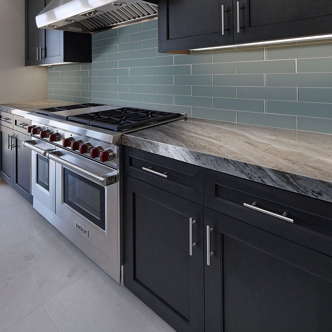 MS International Harbor Gray 3" x 9" Glossy Glass Tile