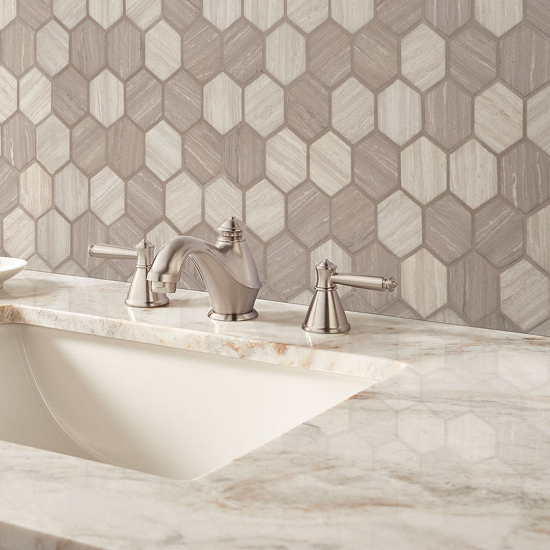 MS International Silva Oak 11.9" x 11.9" Glossy Glass Hexagon 2" Mosaic