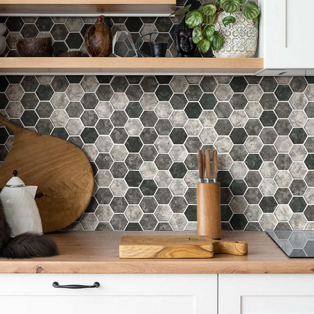 MS International Urban Tapestry 11.9" x 11.9" Mixed Finish Glass Hexagon 2" Mosaic