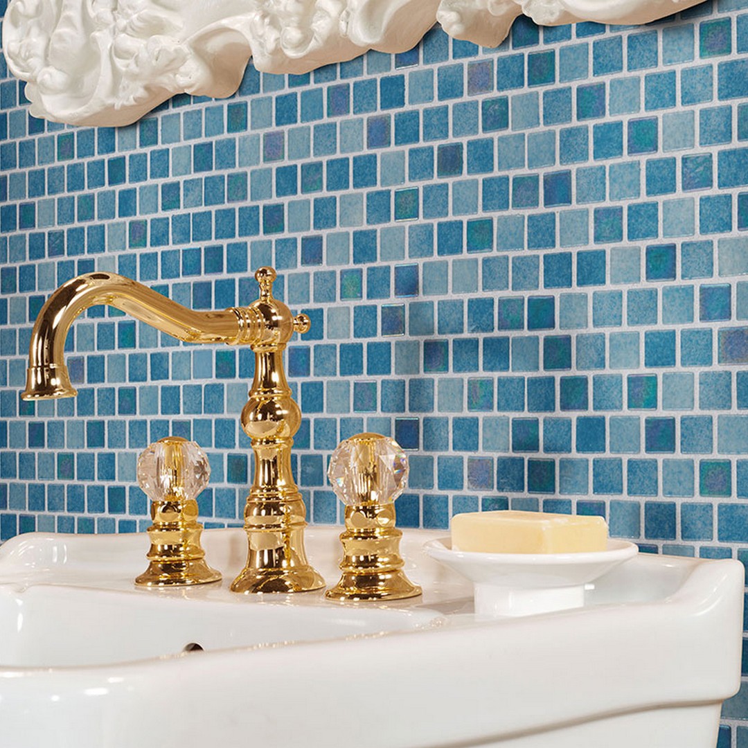 MS International Carribean Reef 11.81" x 11.81" Glossy Glass Staggered 1" Mosaic