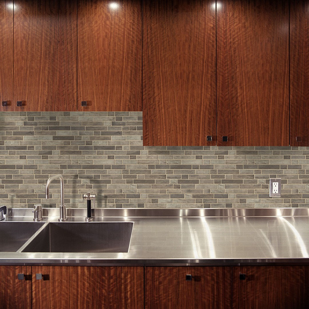 MS International Driftwood 11.81" x 11.81" Mixed Finish Glass Linear Mosaic