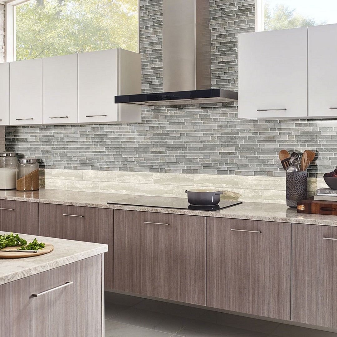 MS International Savoy 12" x 12" Glossy Glass Linear Mosaic