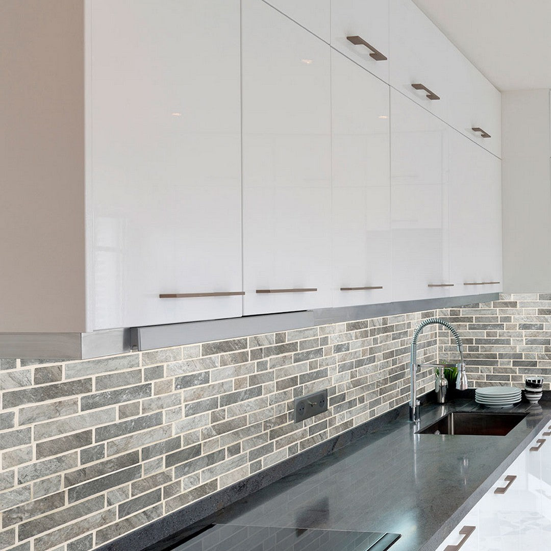 MS International Stonella 11.81" x 11.81" Mixed Finish Glass Linear Mosaic